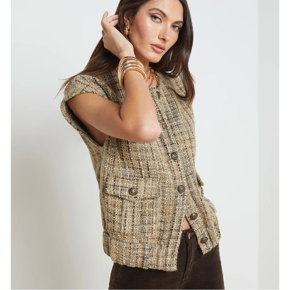 L’agence Uma Vest wool viscose beige brown size S J1
